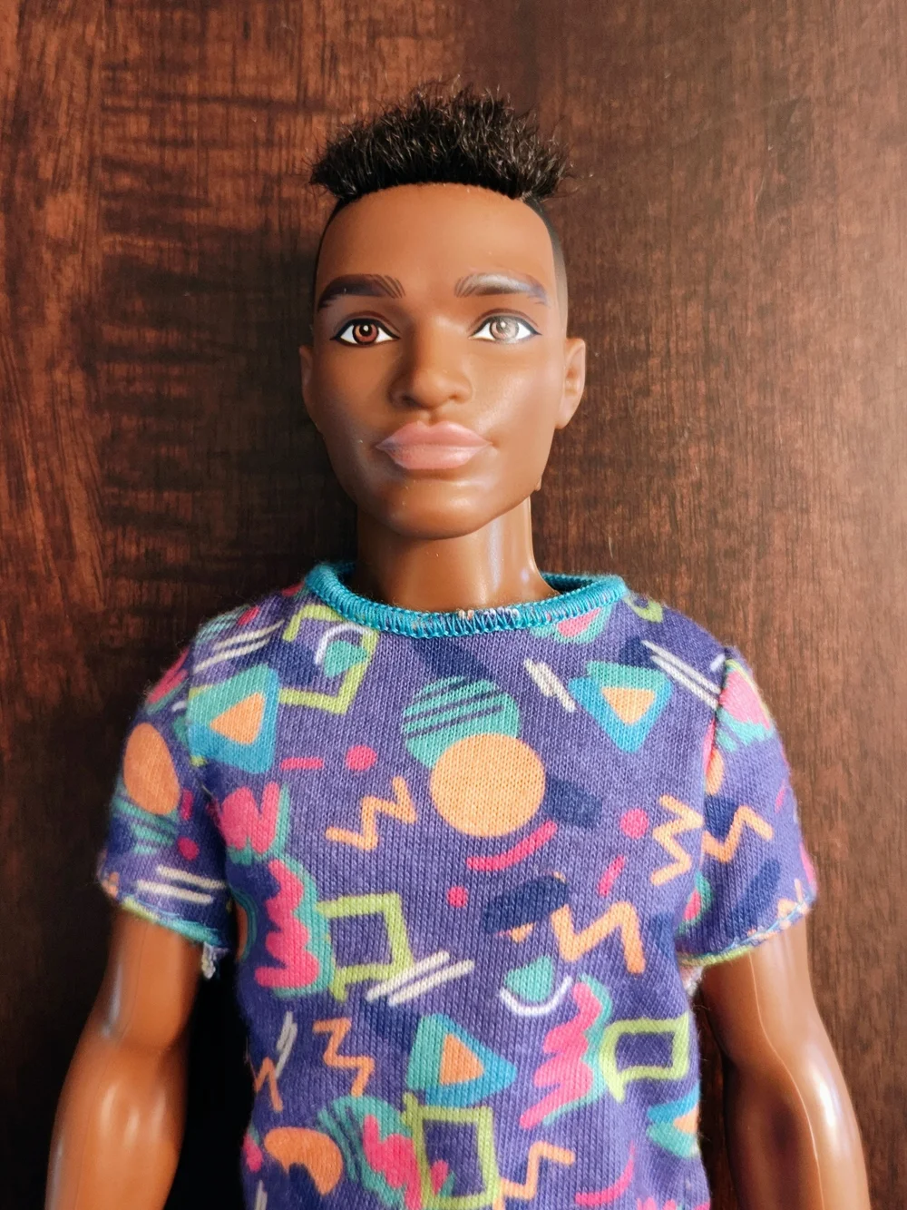 Barbie Ken Doll with Purple Geometric Outfit and Yellow Shoes